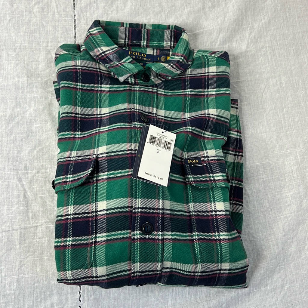 Nwt Polo Ralph Lauren Classic Fit Plaid Performance Flannel Large Button Down